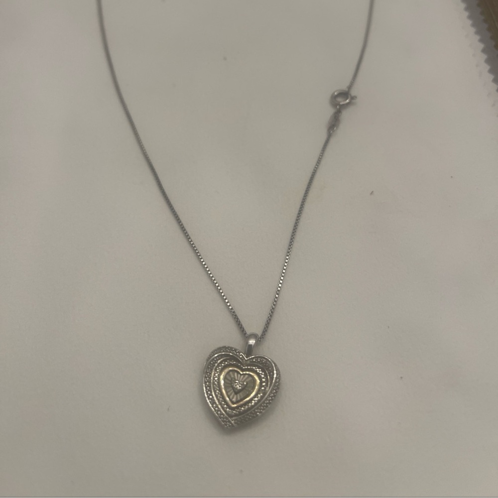 sterling Silver Heart Pendant Necklace. 18 inches